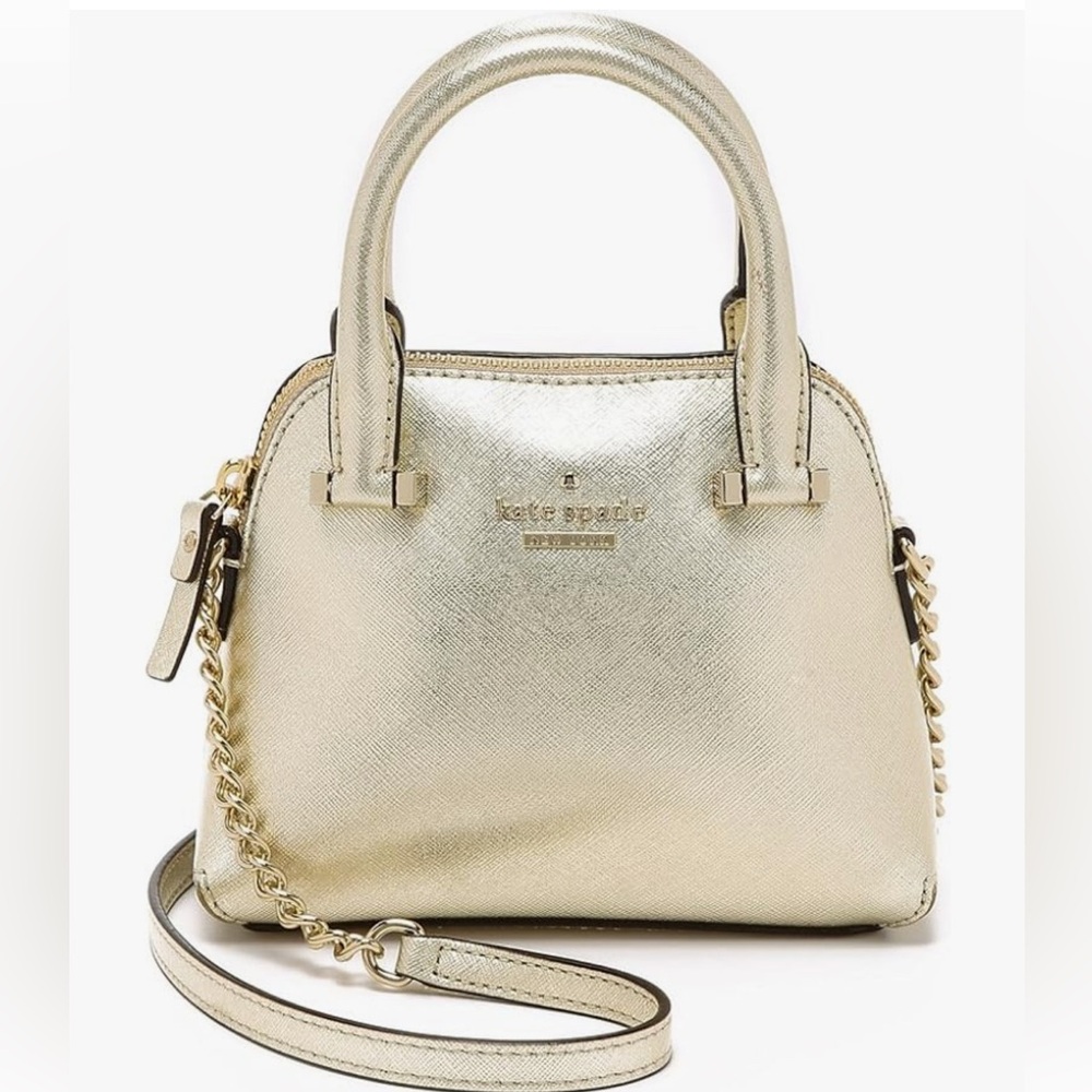 Kate Spade Cedar Street Gold Mini Maise Metallic Leather Crossbody - Picture 13 of 17